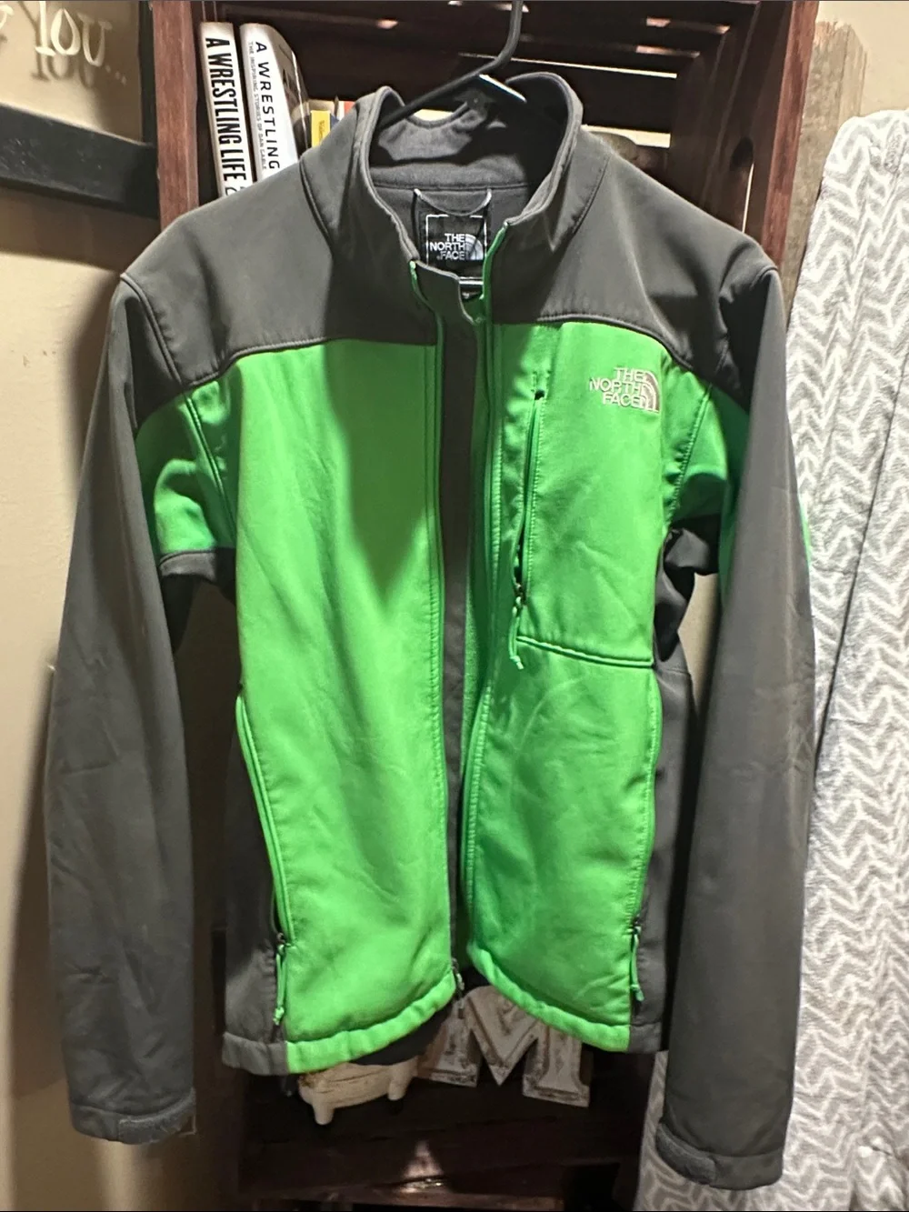 The North Face Green and Gray Softshell Jacket